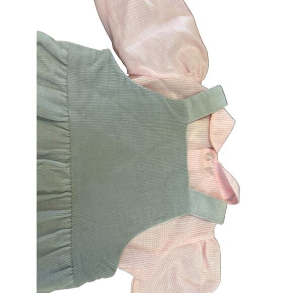 VTG 80's Grey Corduroy Lace and Patch Overalls with Pink Button up Blouse 3-6 mo - Picture 7 of 7
